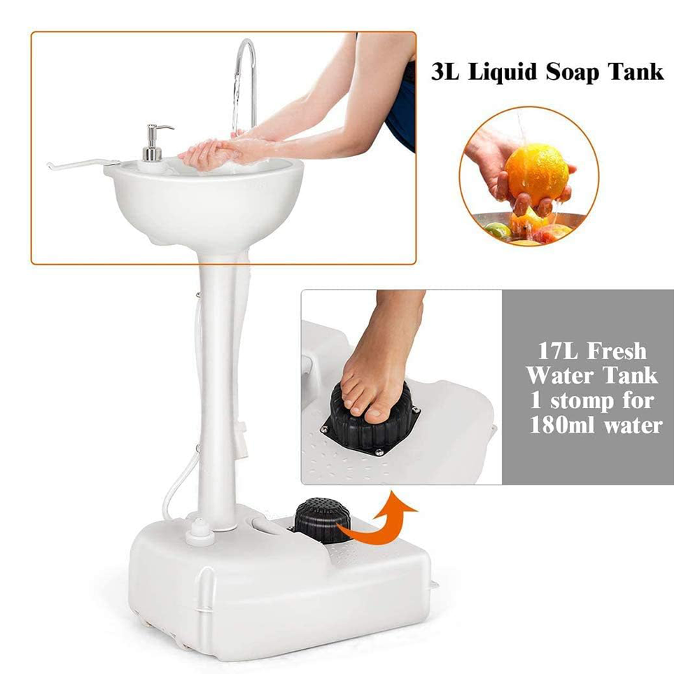 Portable Handwash Sink 17L with Folding Funnel by Porodo