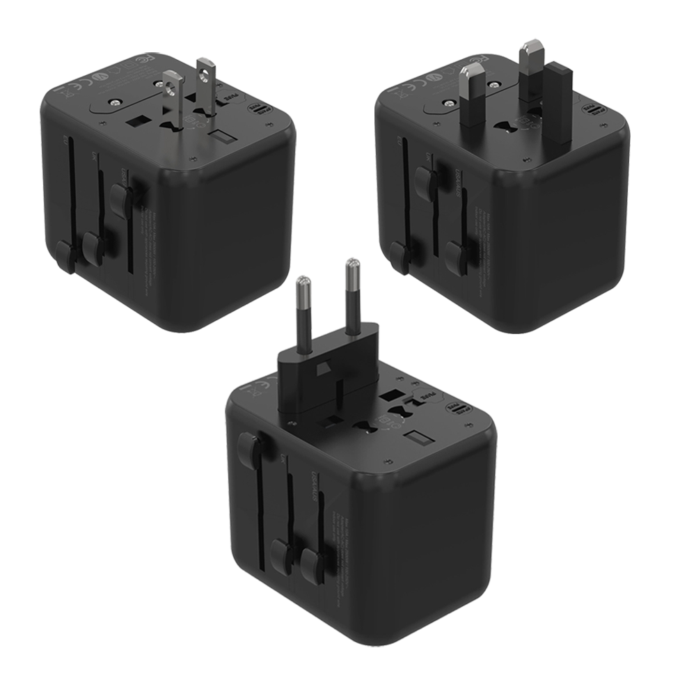 Universal Travel Adapter Dual USB A - Black by Porodo