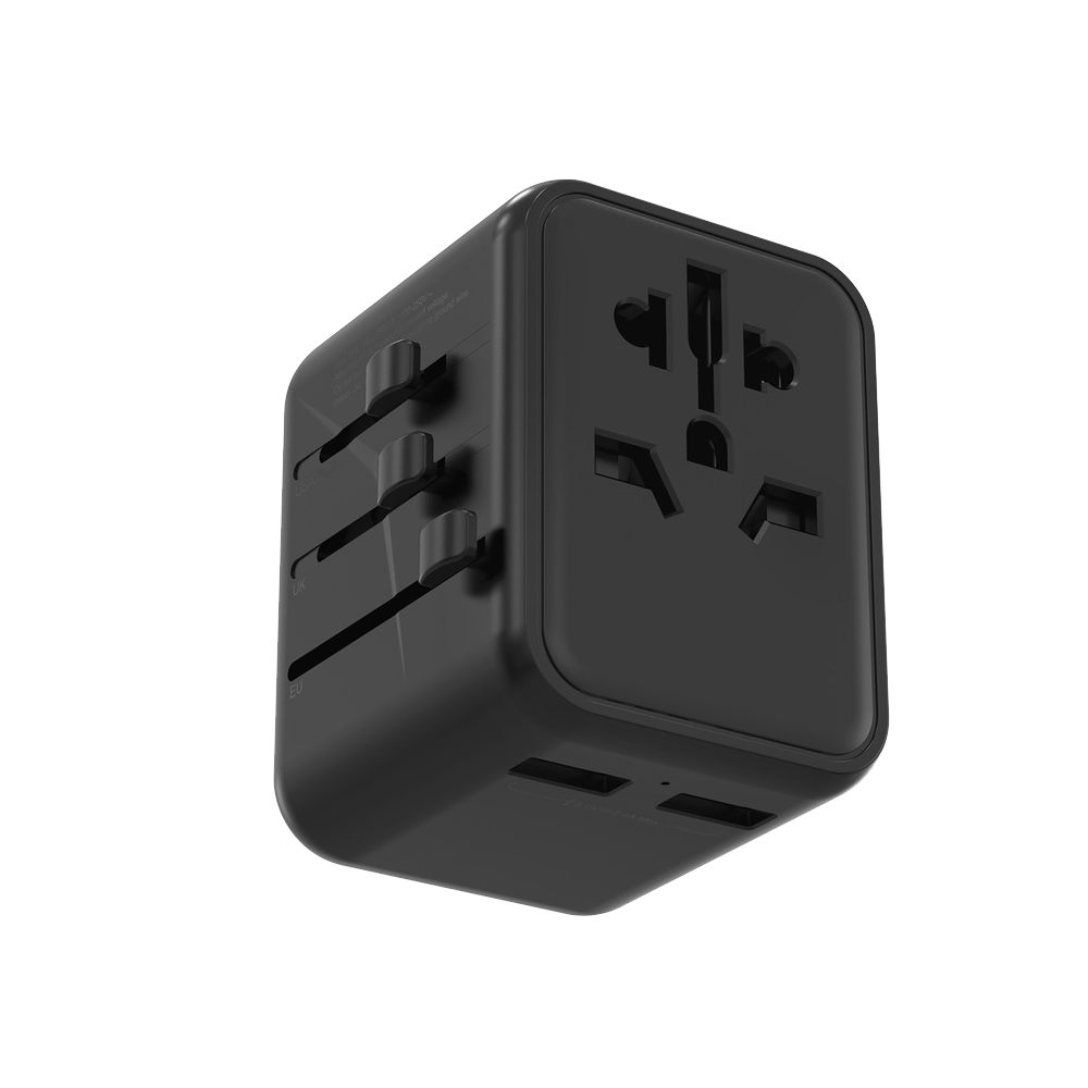 Universal Travel Adapter Dual USB A - Black by Porodo