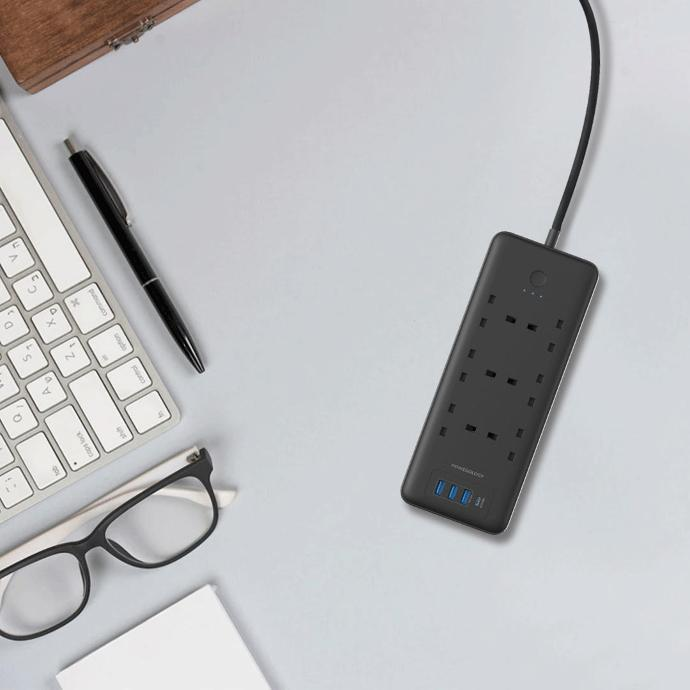 Powerology Power Strip 6 AC 48W USB Black