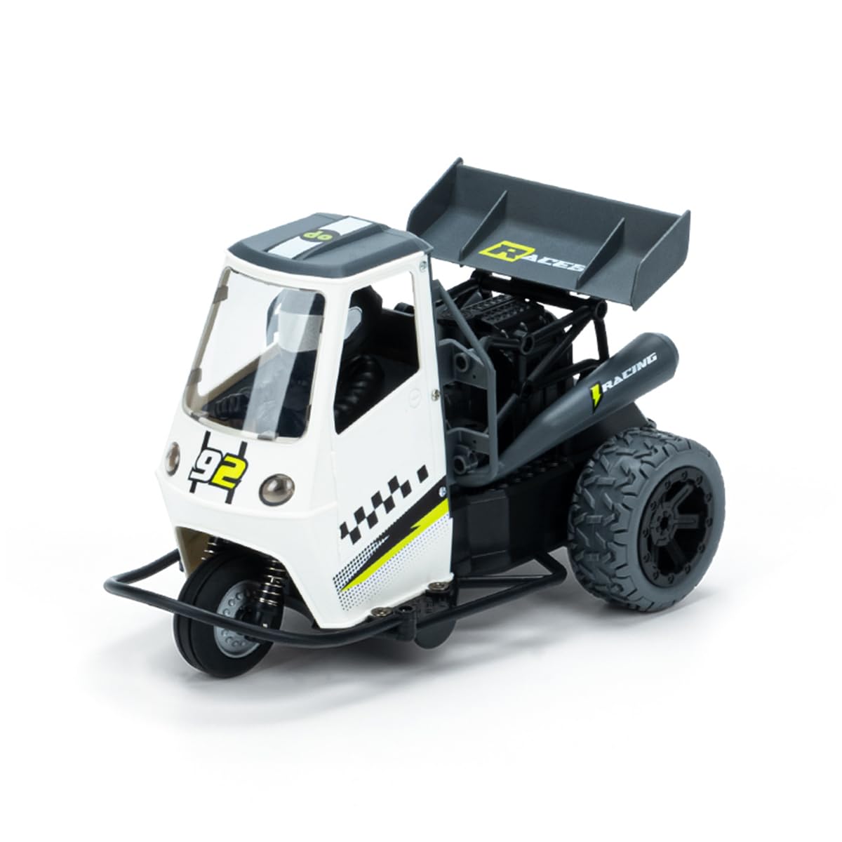 RC Motor Tricycle – 1:16 RC Three-Wheel Motorcycle with Spray & Lights