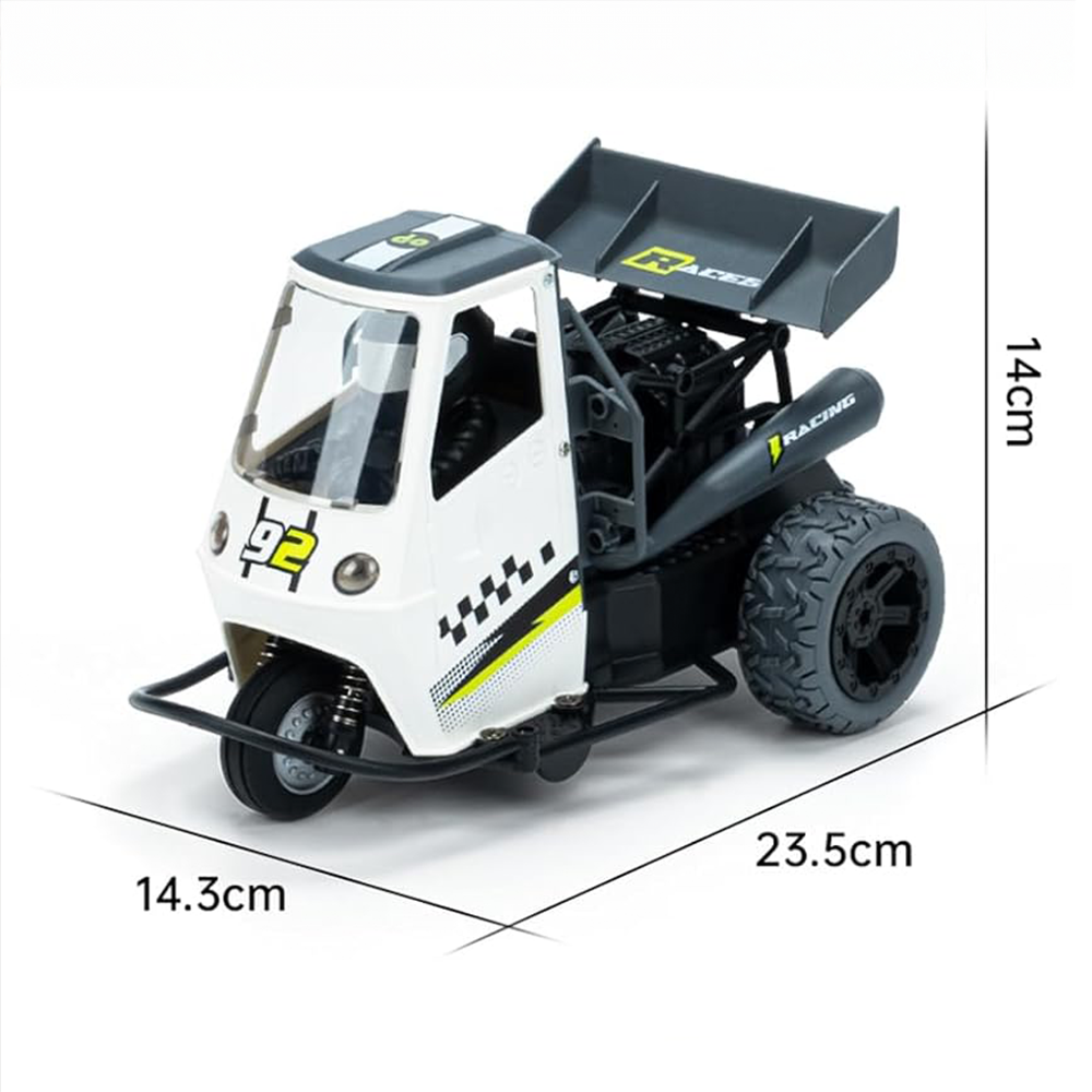 RC Motor Tricycle – 1:16 RC Three-Wheel Motorcycle with Spray & Lights