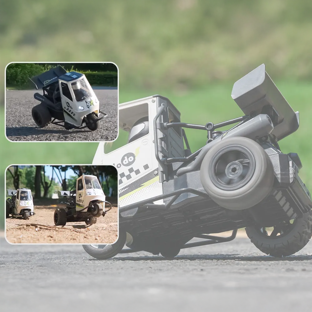 RC Motor Tricycle – 1:16 RC Three-Wheel Motorcycle with Spray & Lights