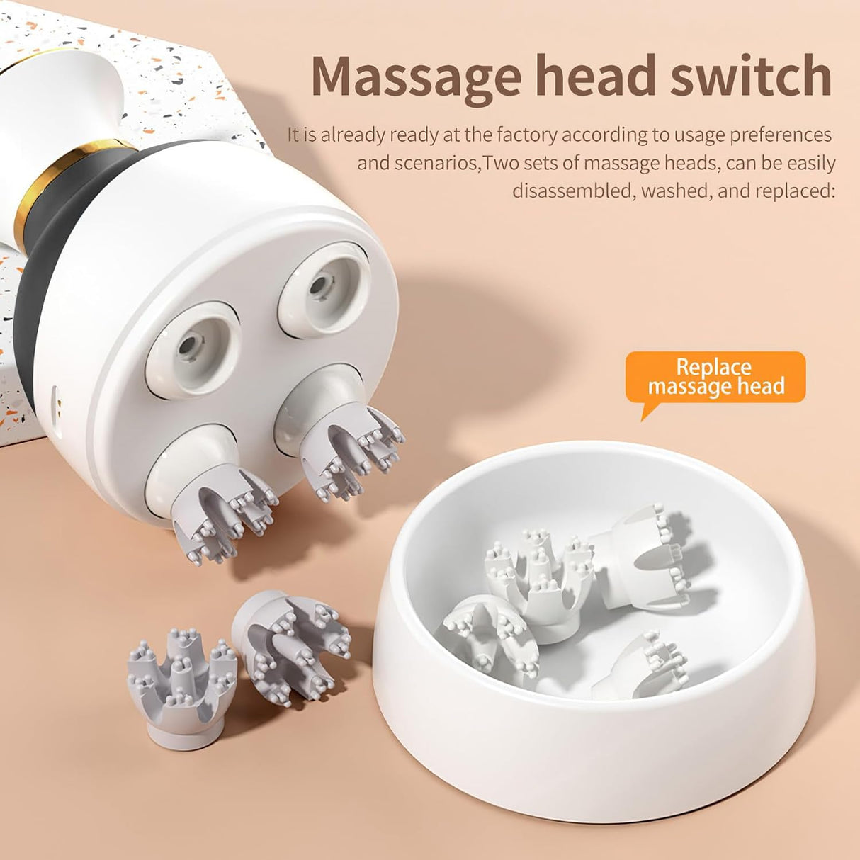 Rechargeable Deep Kneading Scalp Massager - 3D Head Massager B27