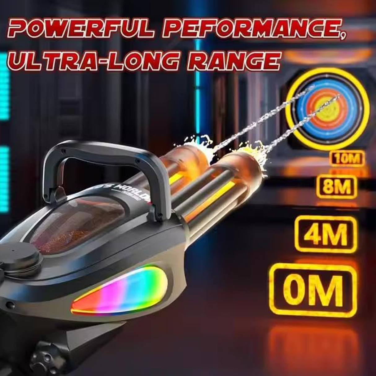 Rotary Barrel Water Gun with LED Light & Modular Battery