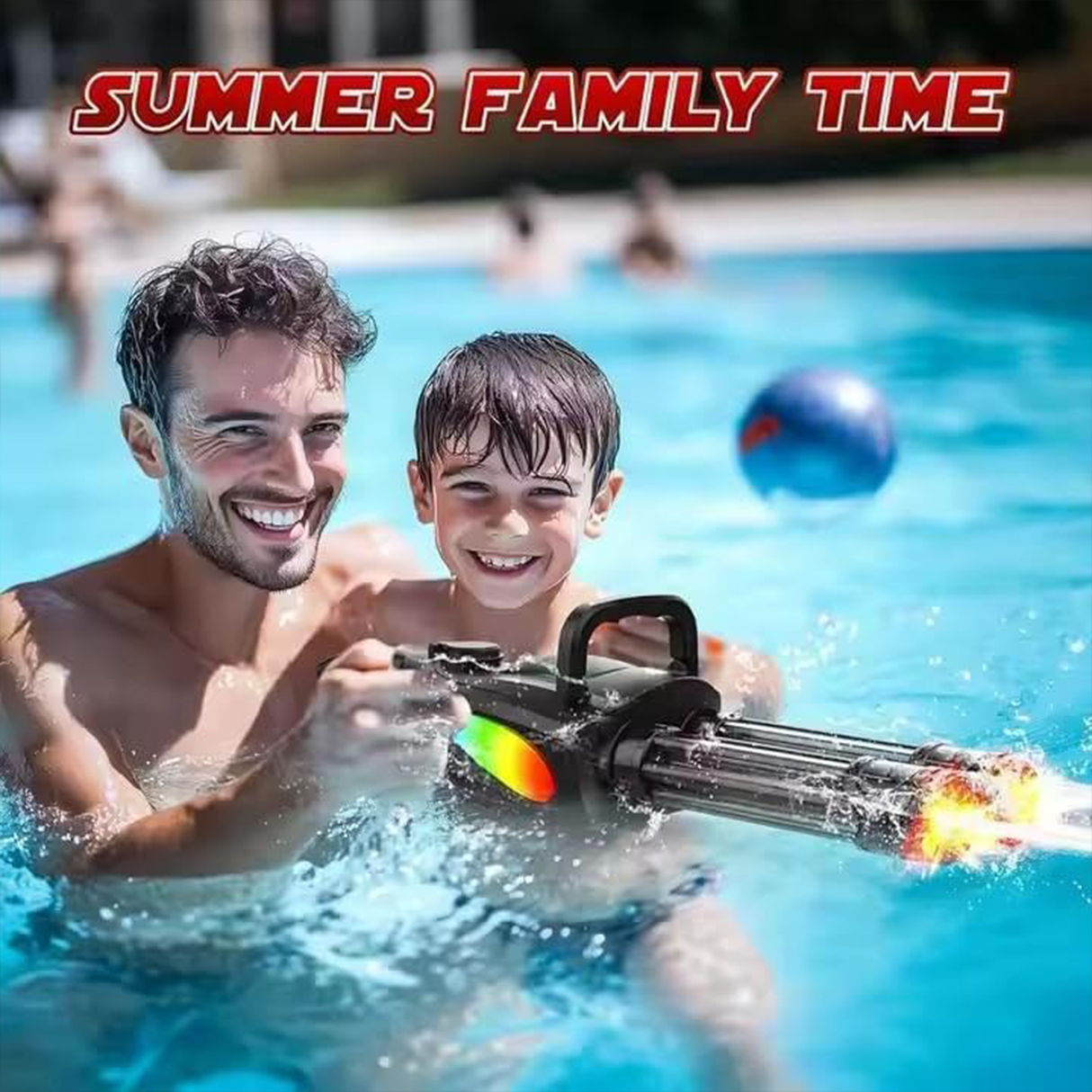 Rotary Barrel Water Gun with LED Light & Modular Battery