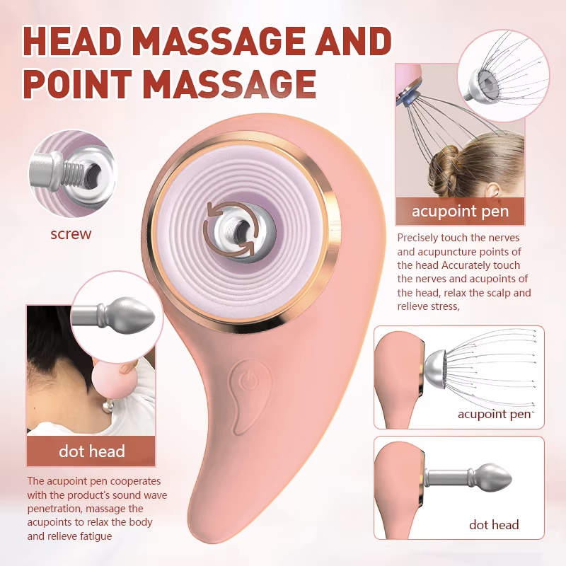 Electric Head & Point Massager - Rechargeable Handheld Scalp Massaging Device