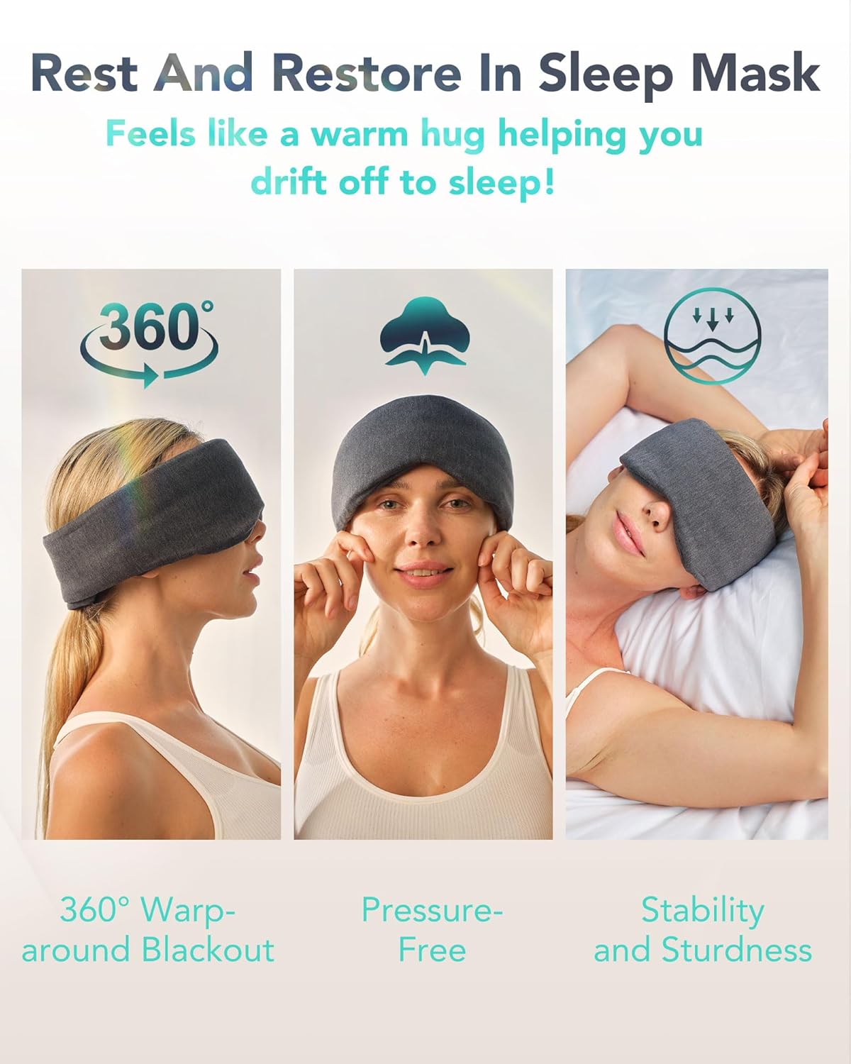 RESTore Pro Sleep Mask - 100% Light Blackout for Men Women by SKG