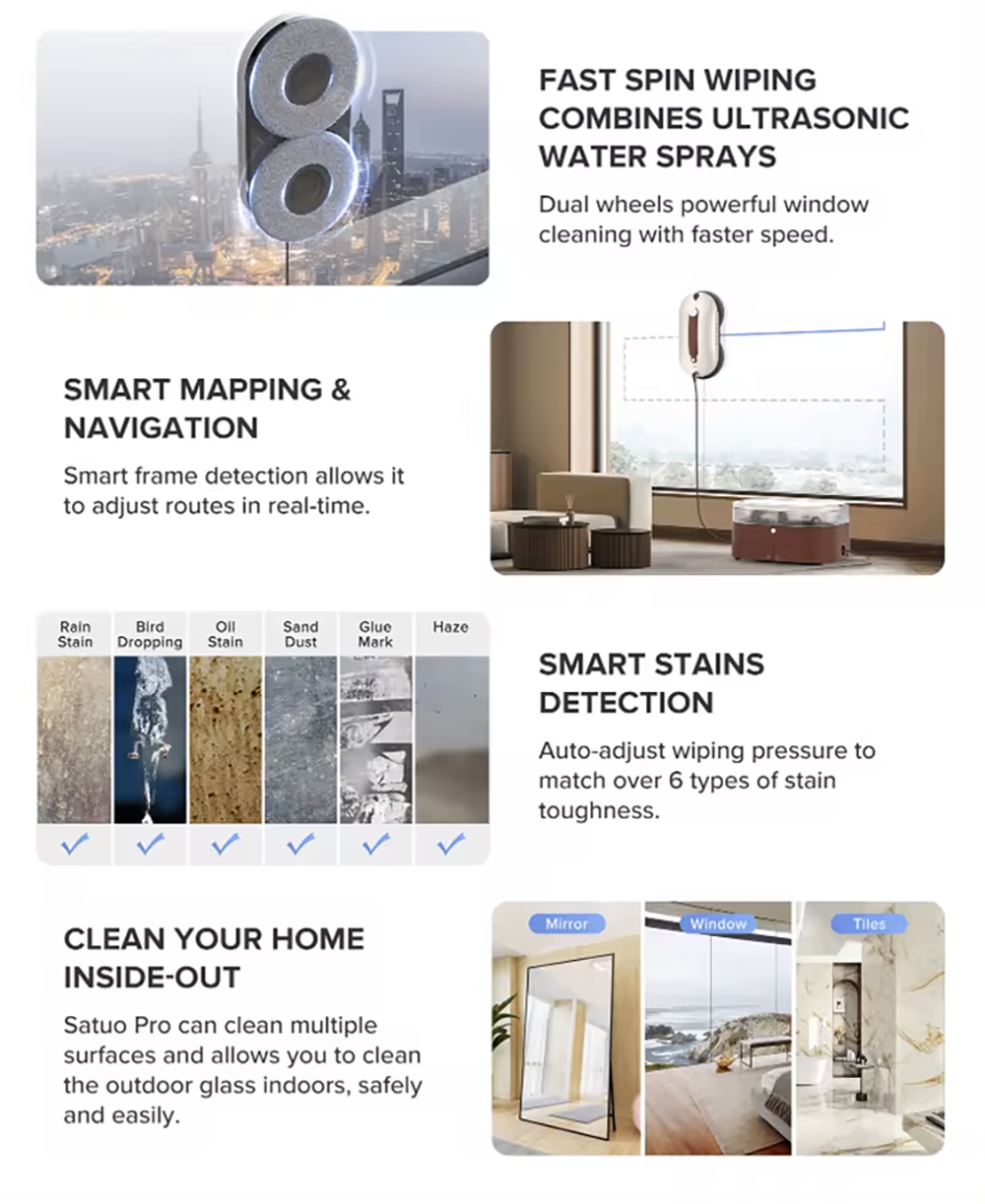 SATUO PRO Smart Window Cleaner Robot