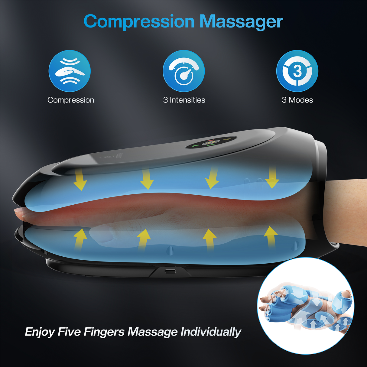Smart Hand Massager with Heat, Compression by COMFIER