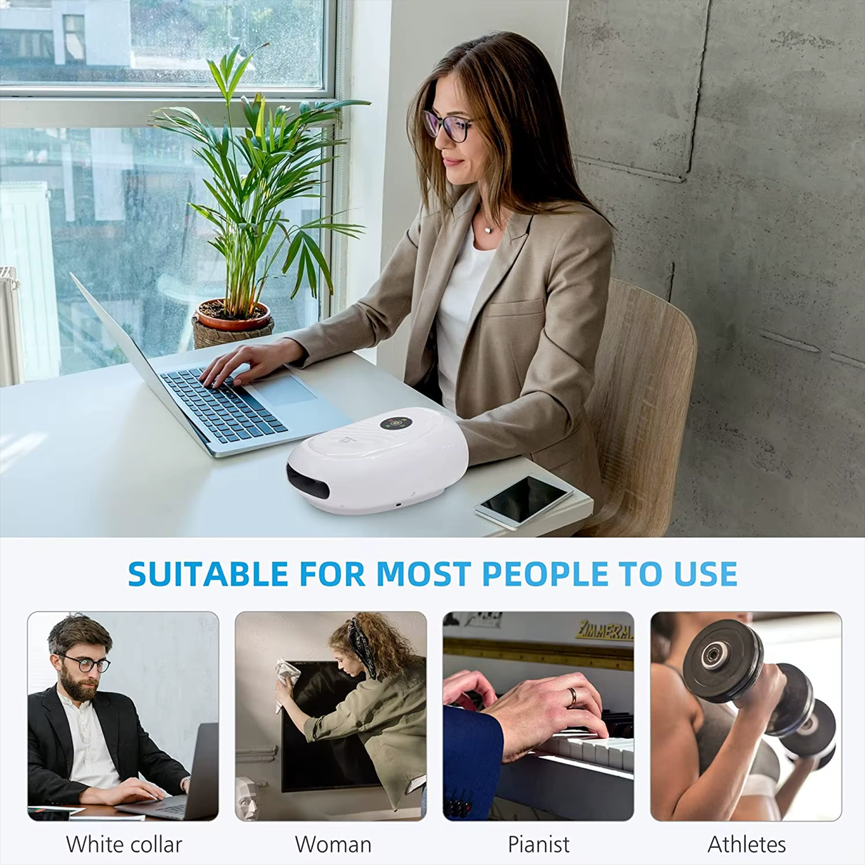 Smart Hand Massager with Heat, Compression by COMFIER