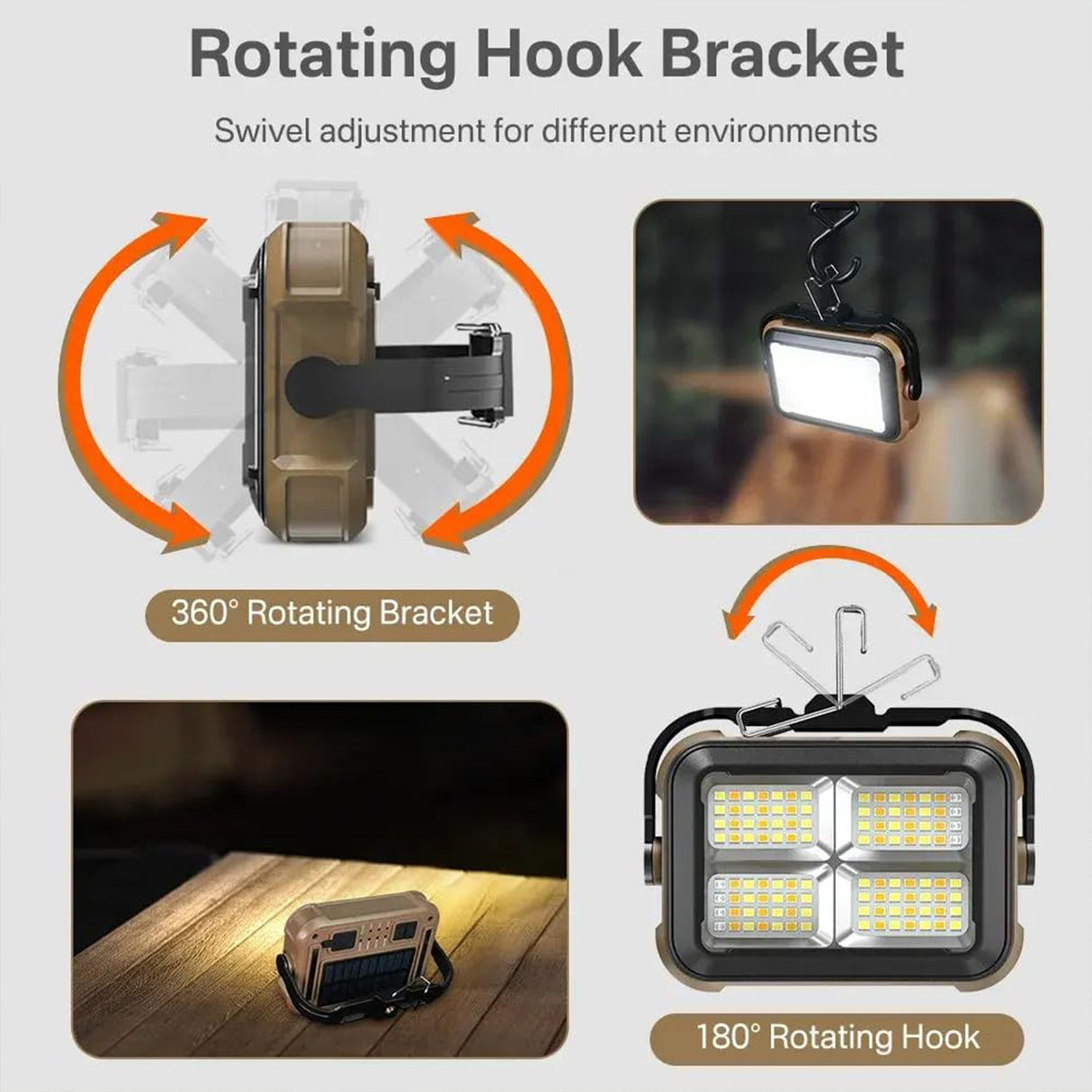Solar Work Light Type-C with Hook & Magnetic Base – Multi-Function LED