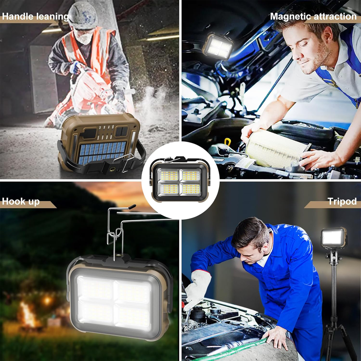 Solar Work Light Type-C with Hook & Magnetic Base – Multi-Function LED
