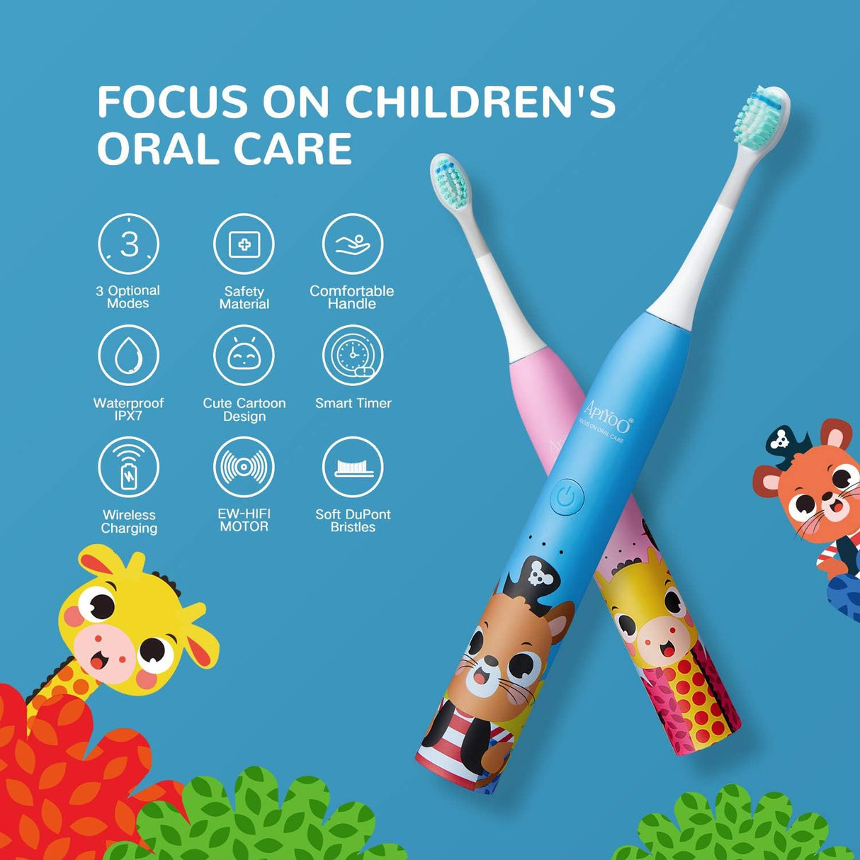 Apiyoo A7 Sonic Electric Kids Toothbrush | Electric Toothbrush | Tradeo Shopping