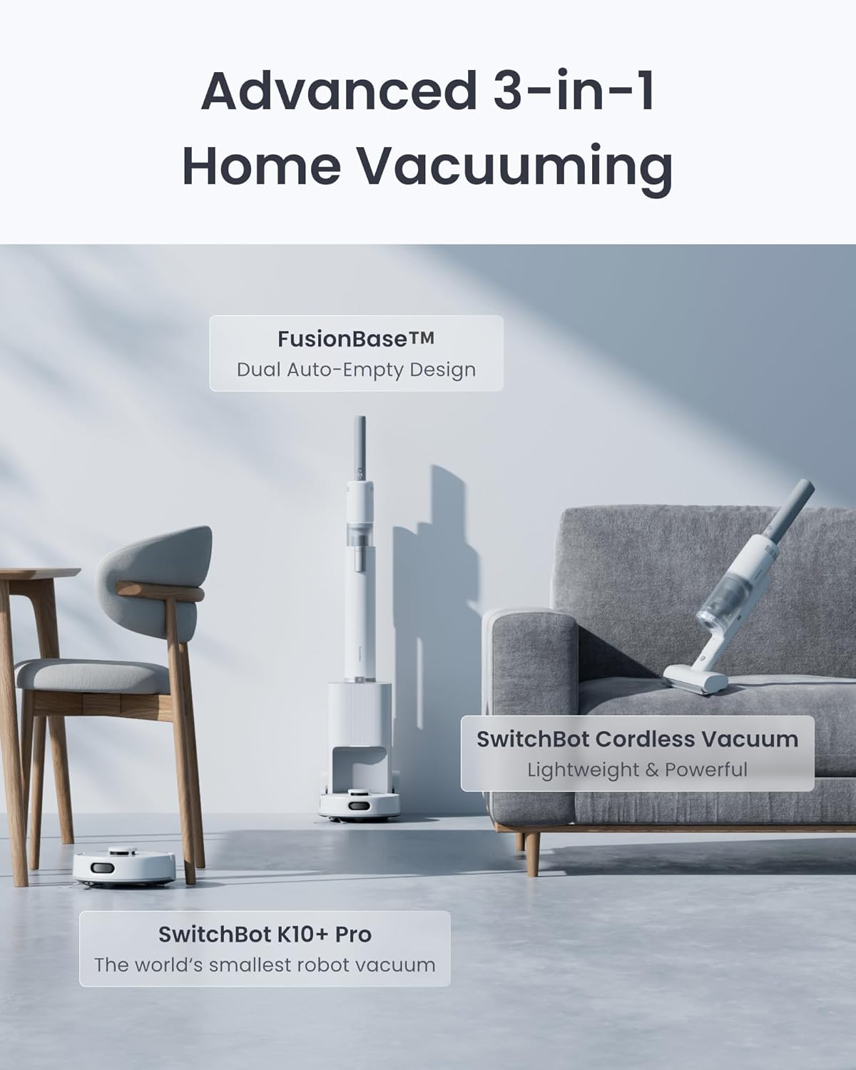 Robot Vacuum and Cordless Vacuum Cleaner K10+ Pro Combo by Switchbot