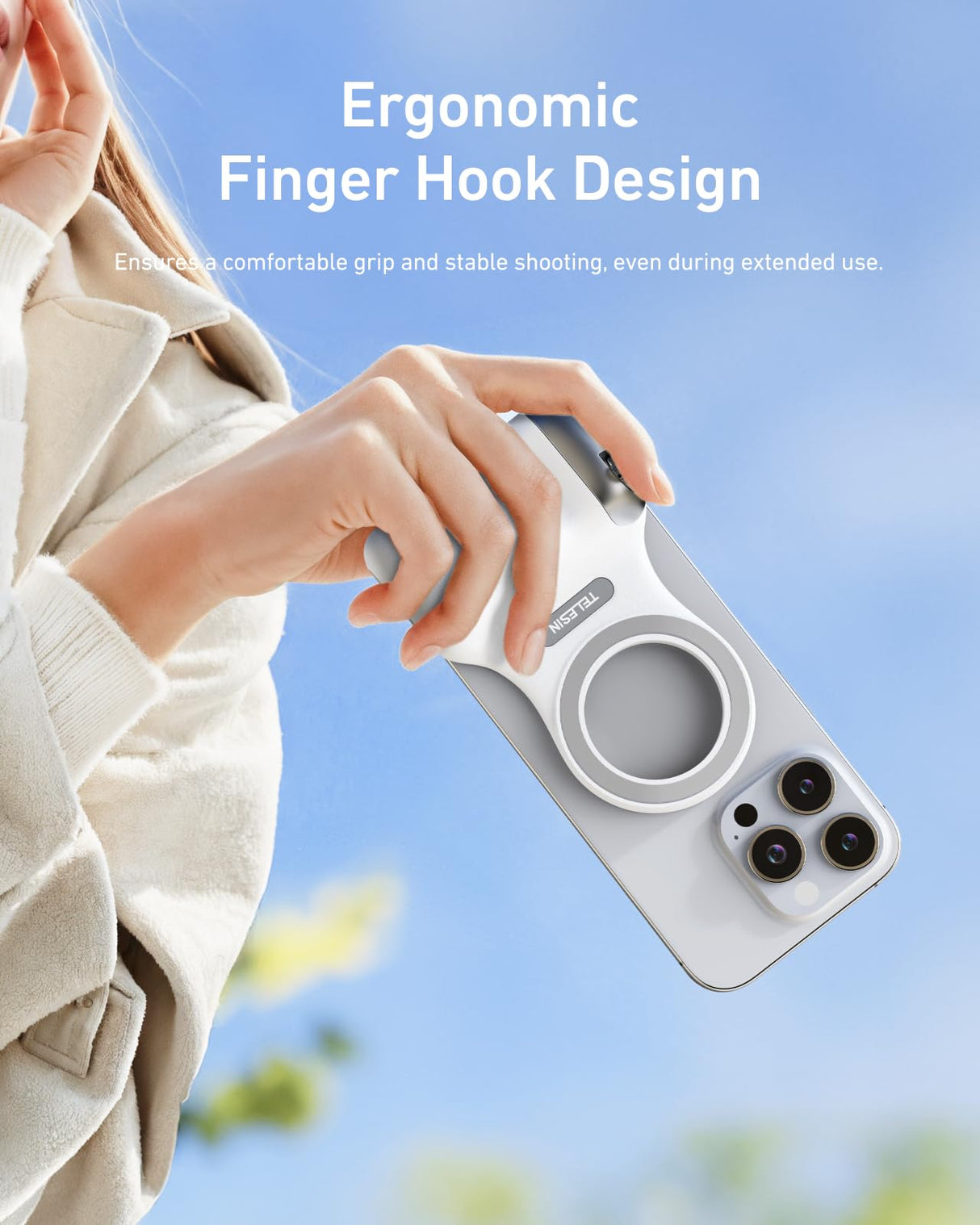 DSLR Style Magnetic Phone Camera Grip with Detachable Wireless Shutter by Telesin