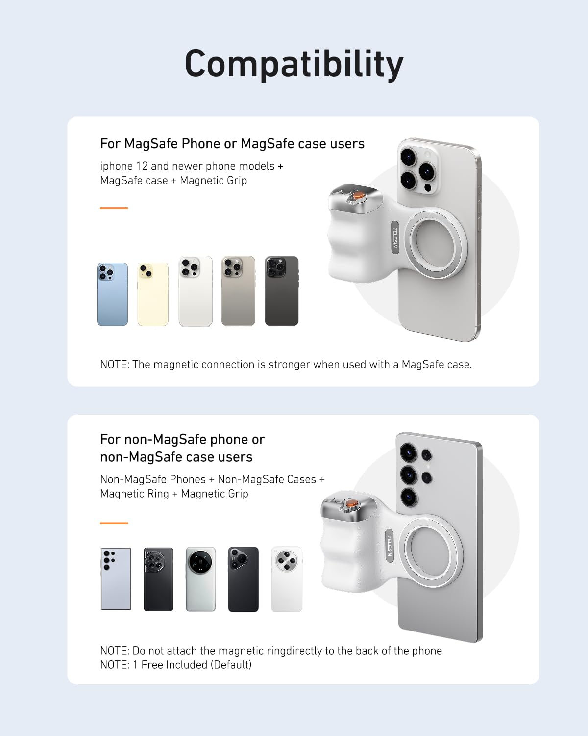 DSLR Style Magnetic Phone Camera Grip with Detachable Wireless Shutter by Telesin