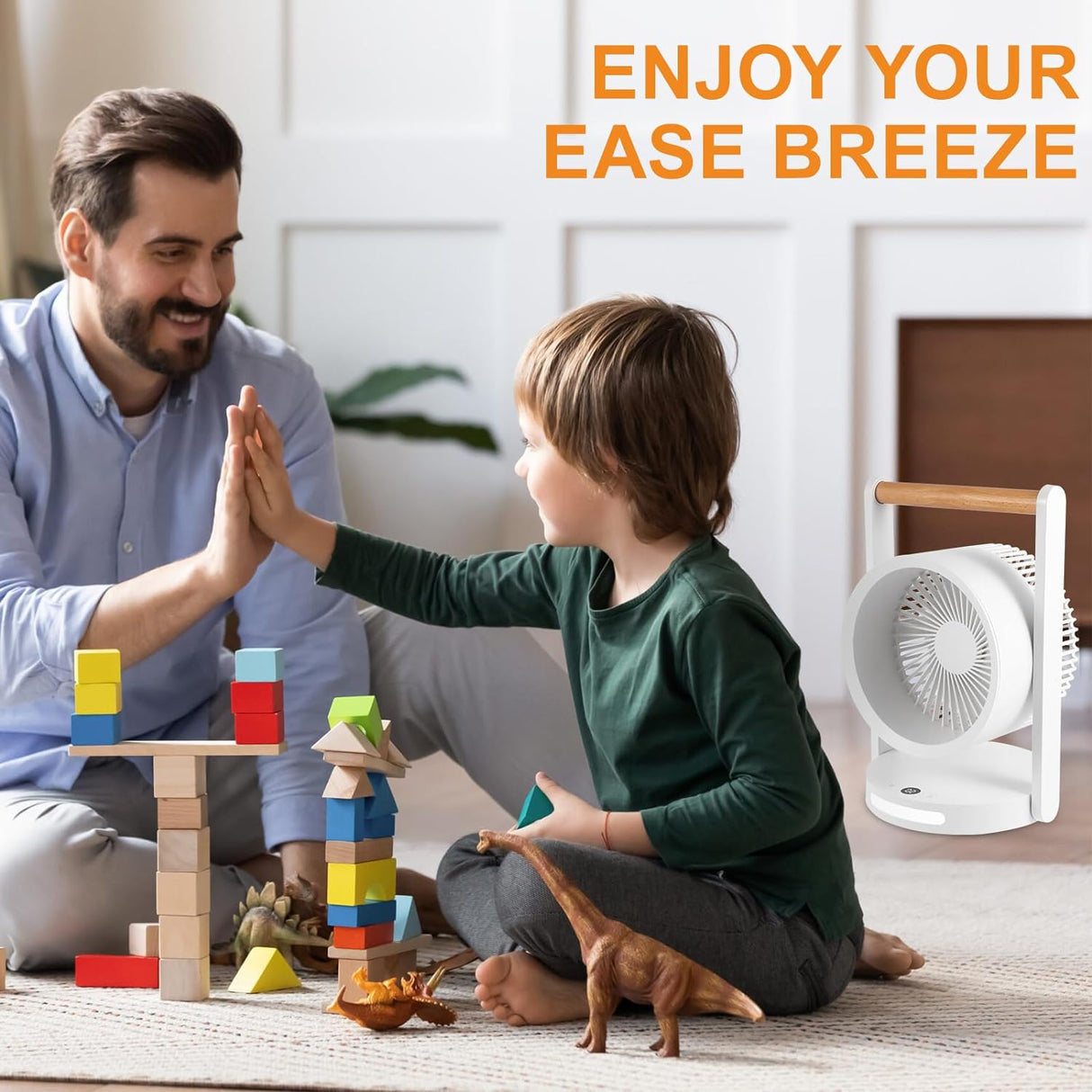 Battery Operated Tabletop Air Circulator Fan with Night Light