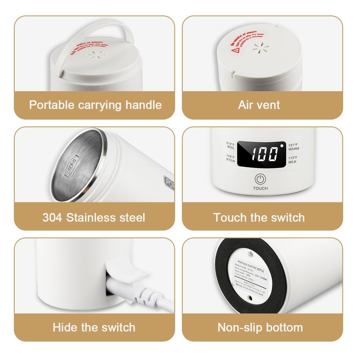 Travel Electric Kettle with Adjustable Temperature 450ML