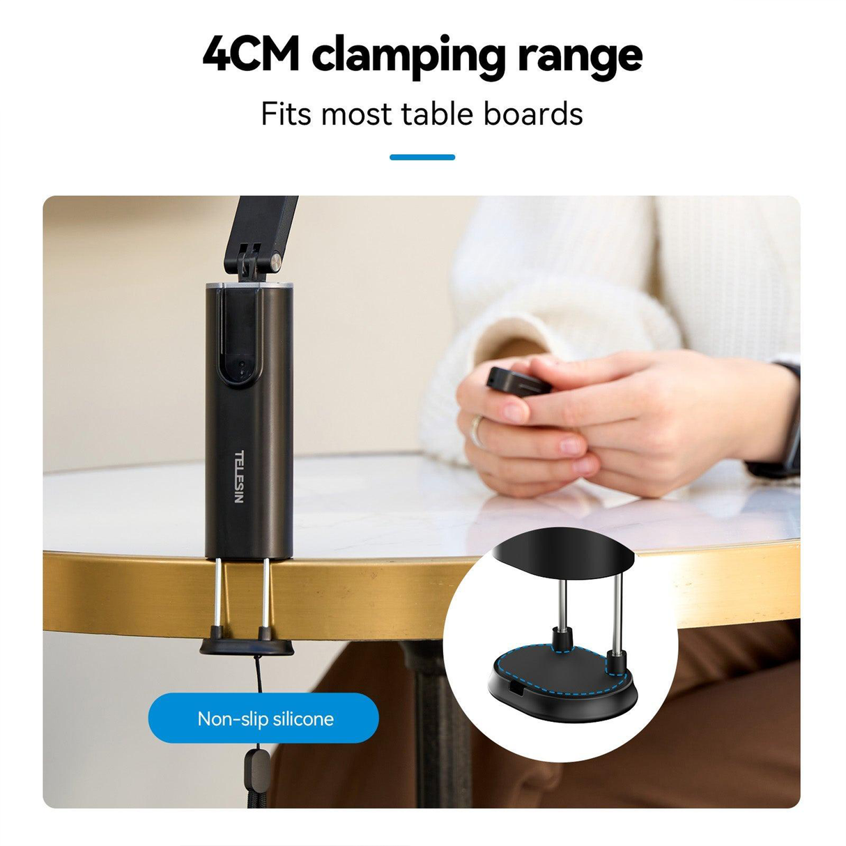 Travel Phone Holder – Foldable Clip with Tripod Mount by TELESIN