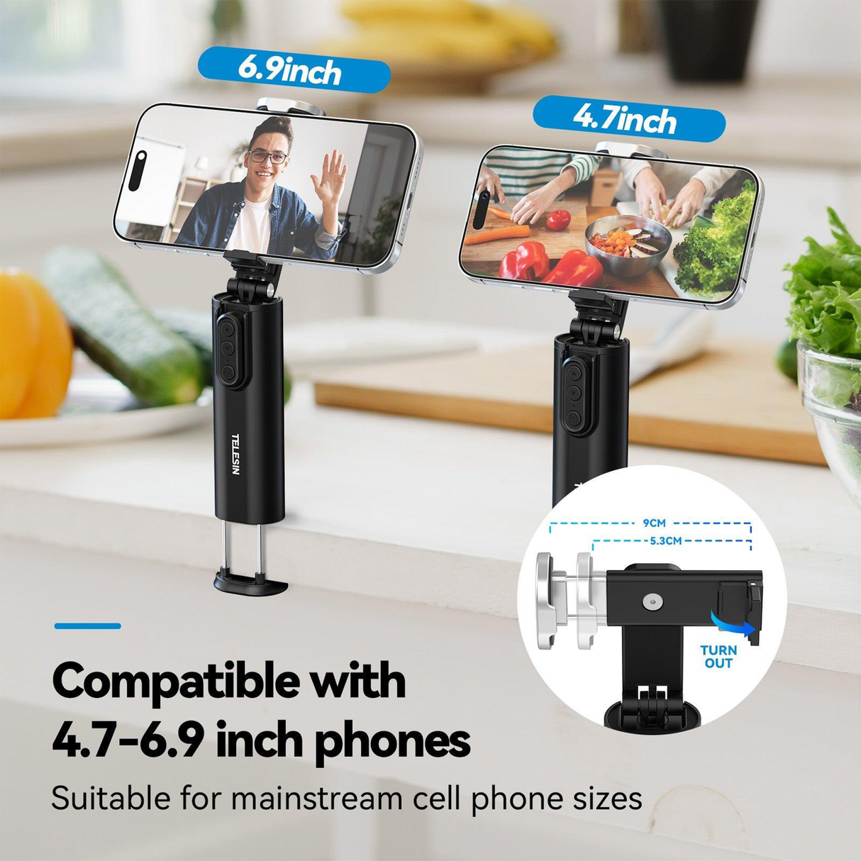 Travel Phone Holder – Foldable Clip with Tripod Mount by TELESIN
