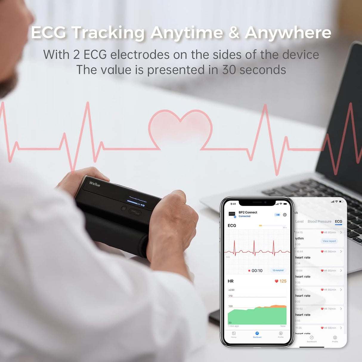 Wellue BP2 Connect Blood Pressure Monitor & Digital ECG Machine