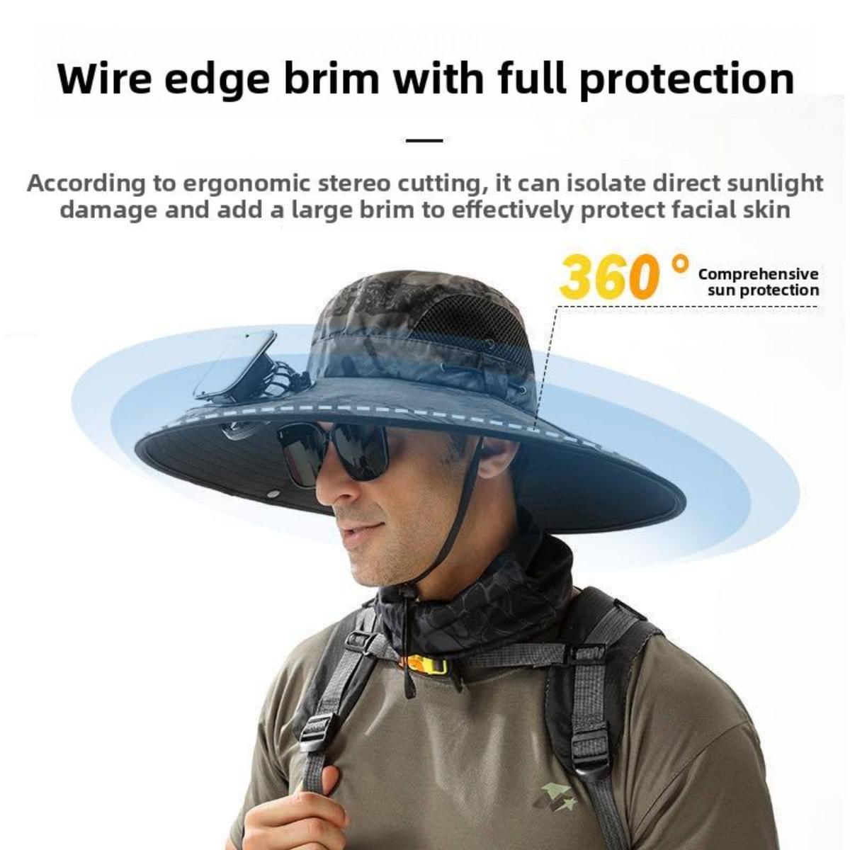 Solar Powered Dual-Fan Wide Brim Sun Hat
