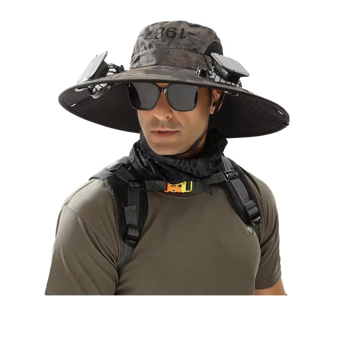 Solar Powered Dual-Fan Wide Brim Sun Hat