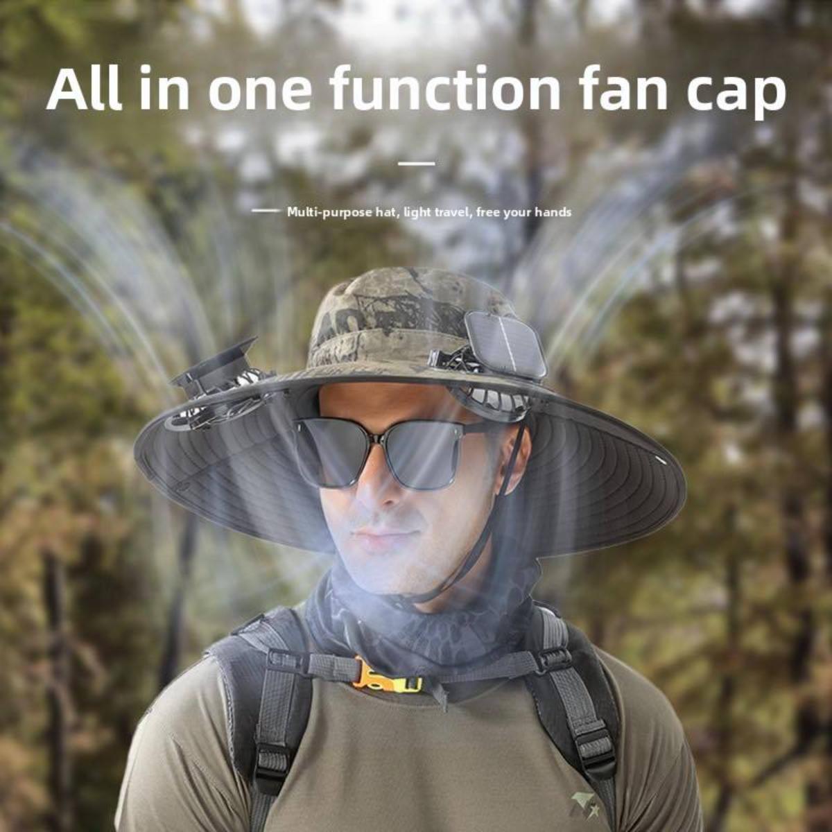 Solar Powered Dual-Fan Wide Brim Sun Hat