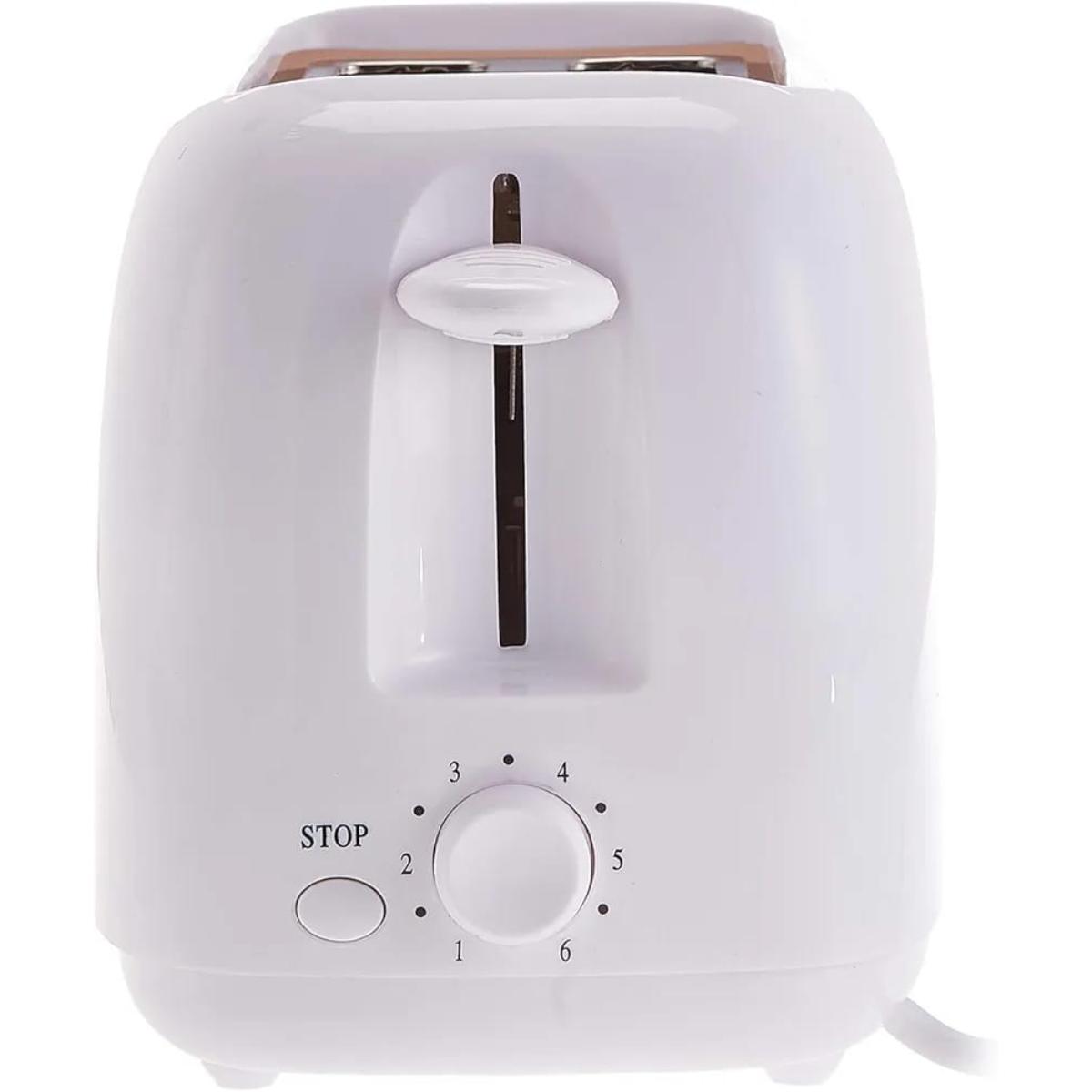 Compact 2-Slot Electric Bread Toaster, White