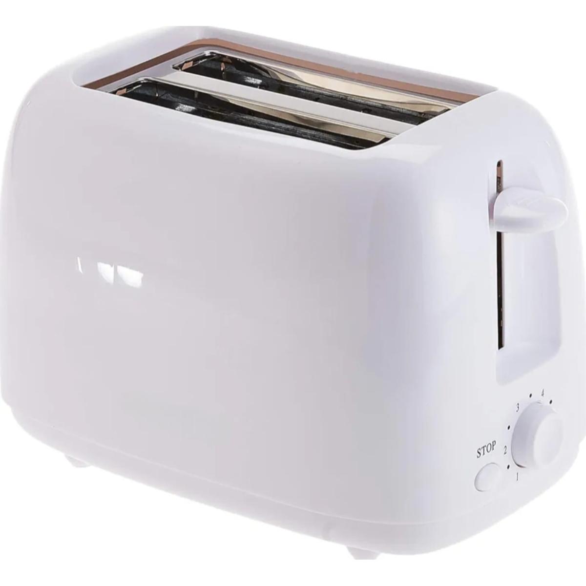 Compact 2-Slot Electric Bread Toaster, White