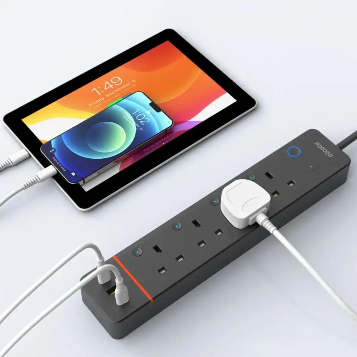 Porodo Chargelink Smart Wi-Fi Power Strip (UK Plug)