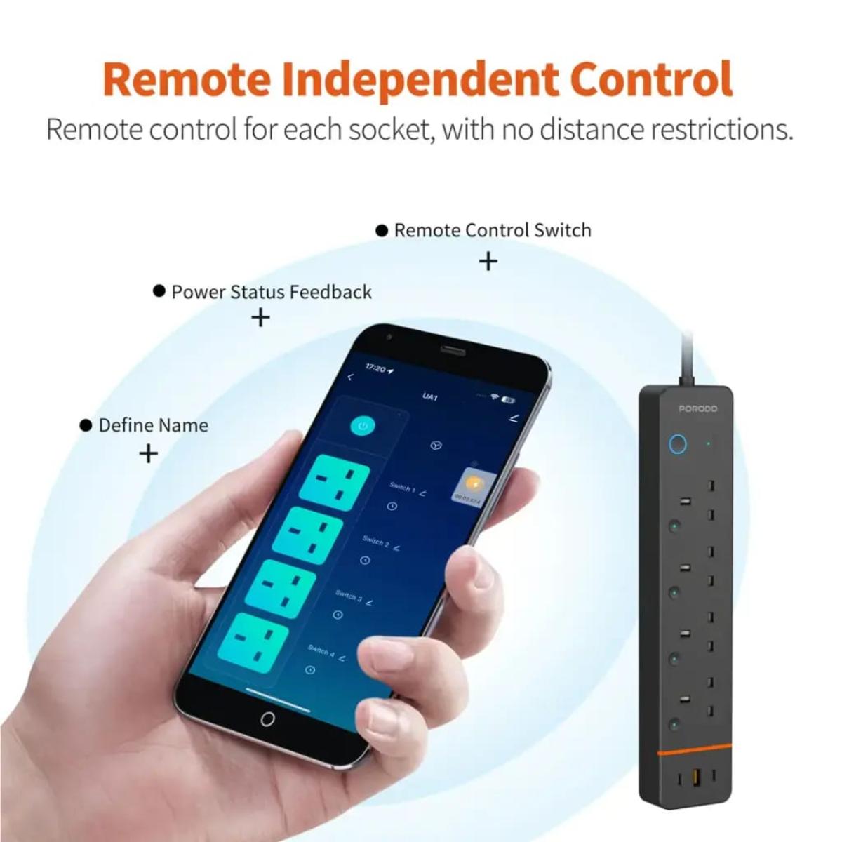 Porodo Chargelink Smart Wi-Fi Power Strip (UK Plug)