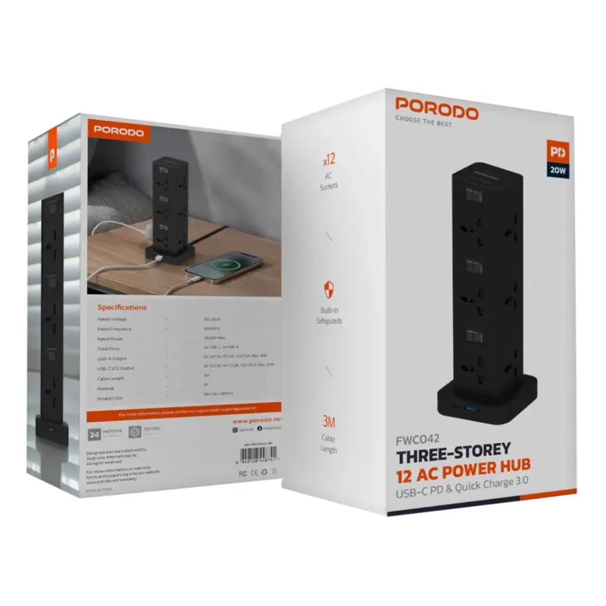 Porodo 12-Socket 3-Story Power Hub (2500W)