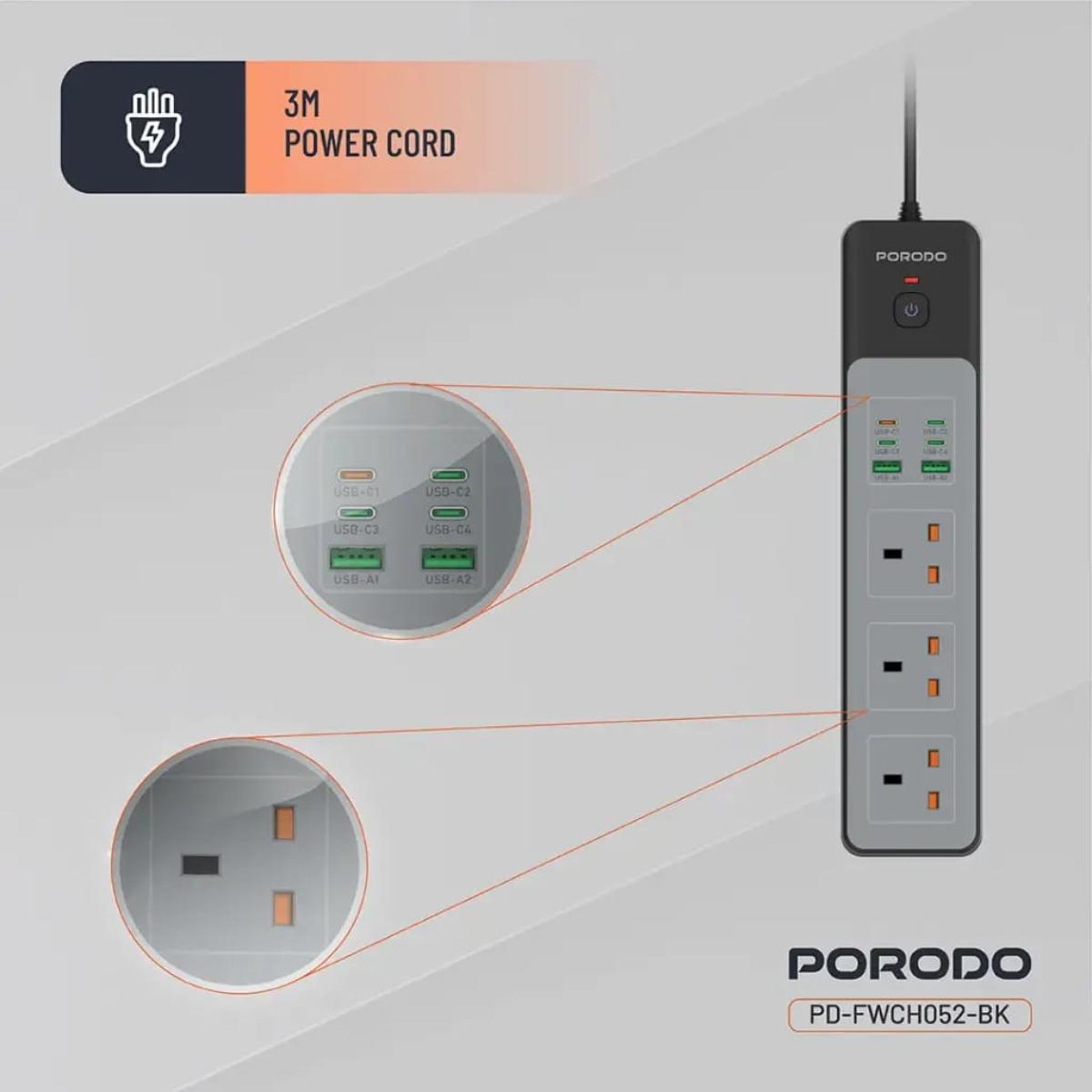 Porodo 3AC | 45W | 300W Power Strip