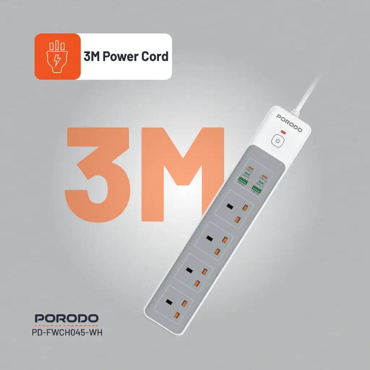 Porodo 4AC 65W 3000W Power Strip