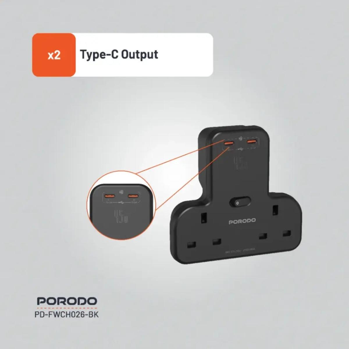 Porodo Multi-Port Wall Socket