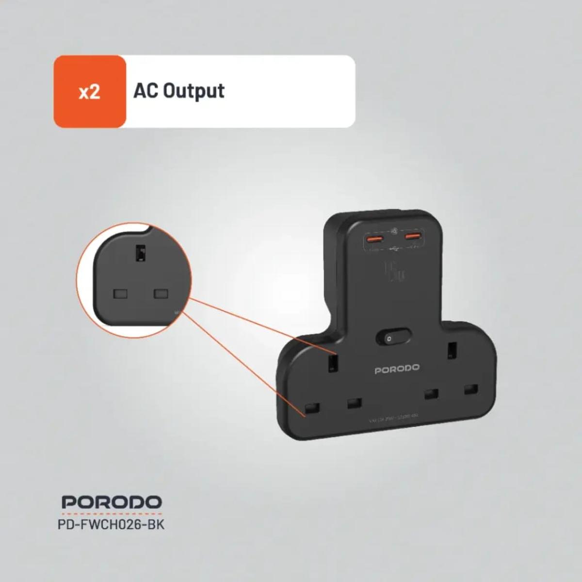 Porodo Multi-Port Wall Socket