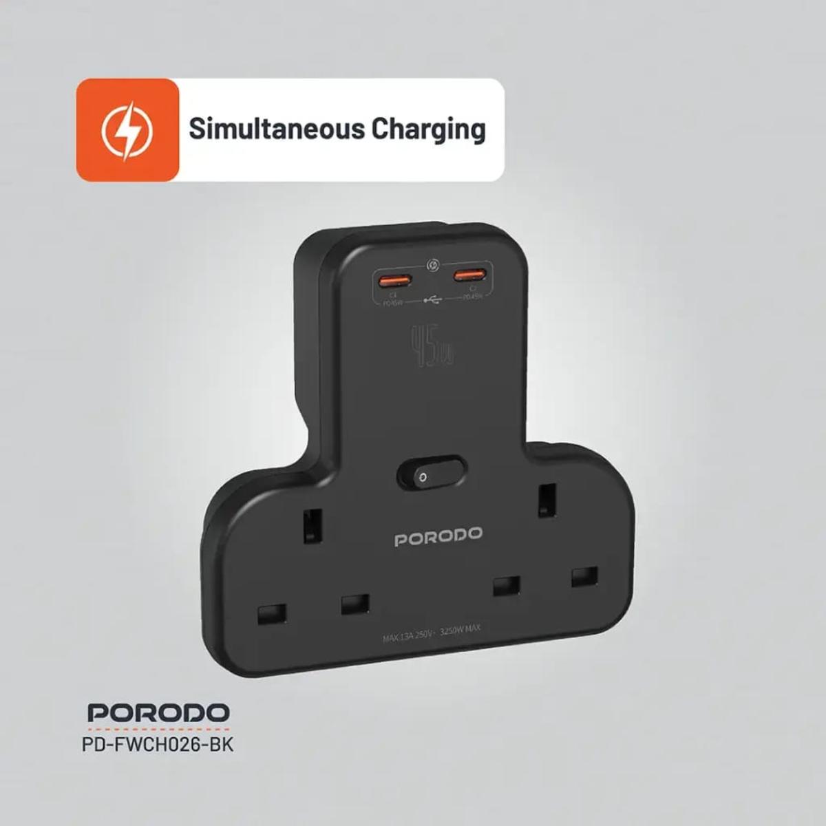 Porodo Multi-Port Wall Socket