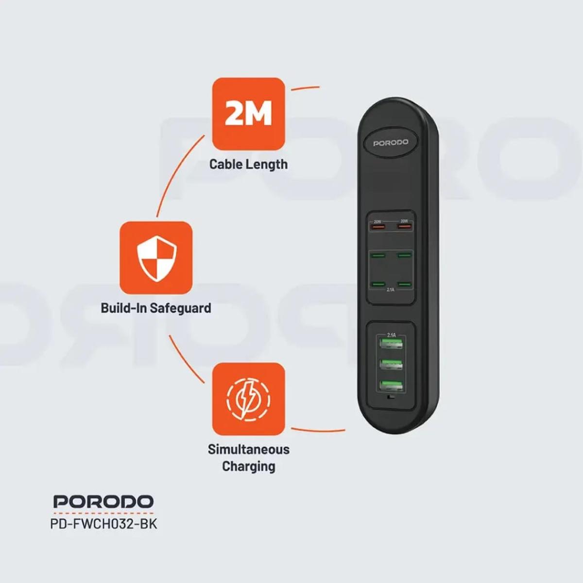 Porodo 50W Multi-Port USB Charging HUB