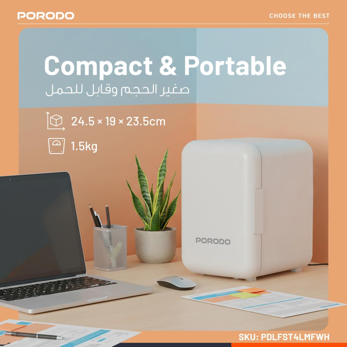 Porodo Lifestyle Echochill 4L Mini Cooling Fridge