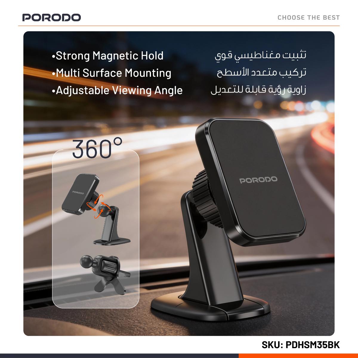 Porodo Dual Mount Magnetic Phone Holder