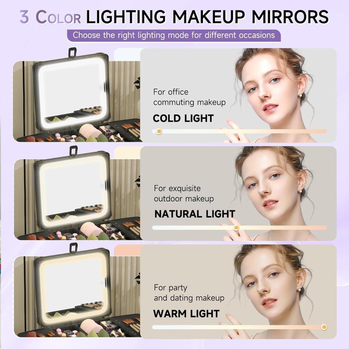 Portable Makeup Vanity Box with LED Mirror