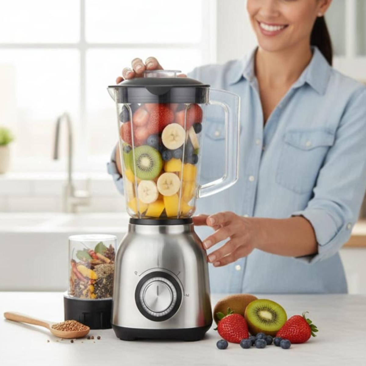 3-in-1 Multi-Speed Stainless Steel Blender