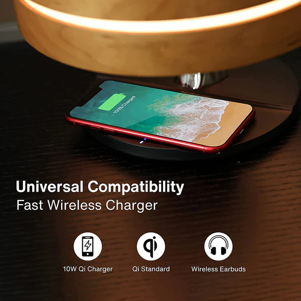 The Dawn Bedside Desk Lamp with Wireless charger and speaker