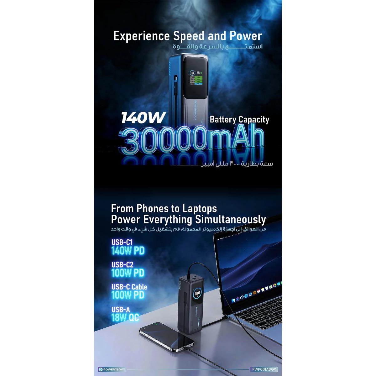 Powerology Thunderamp 30000mAh Power Bank