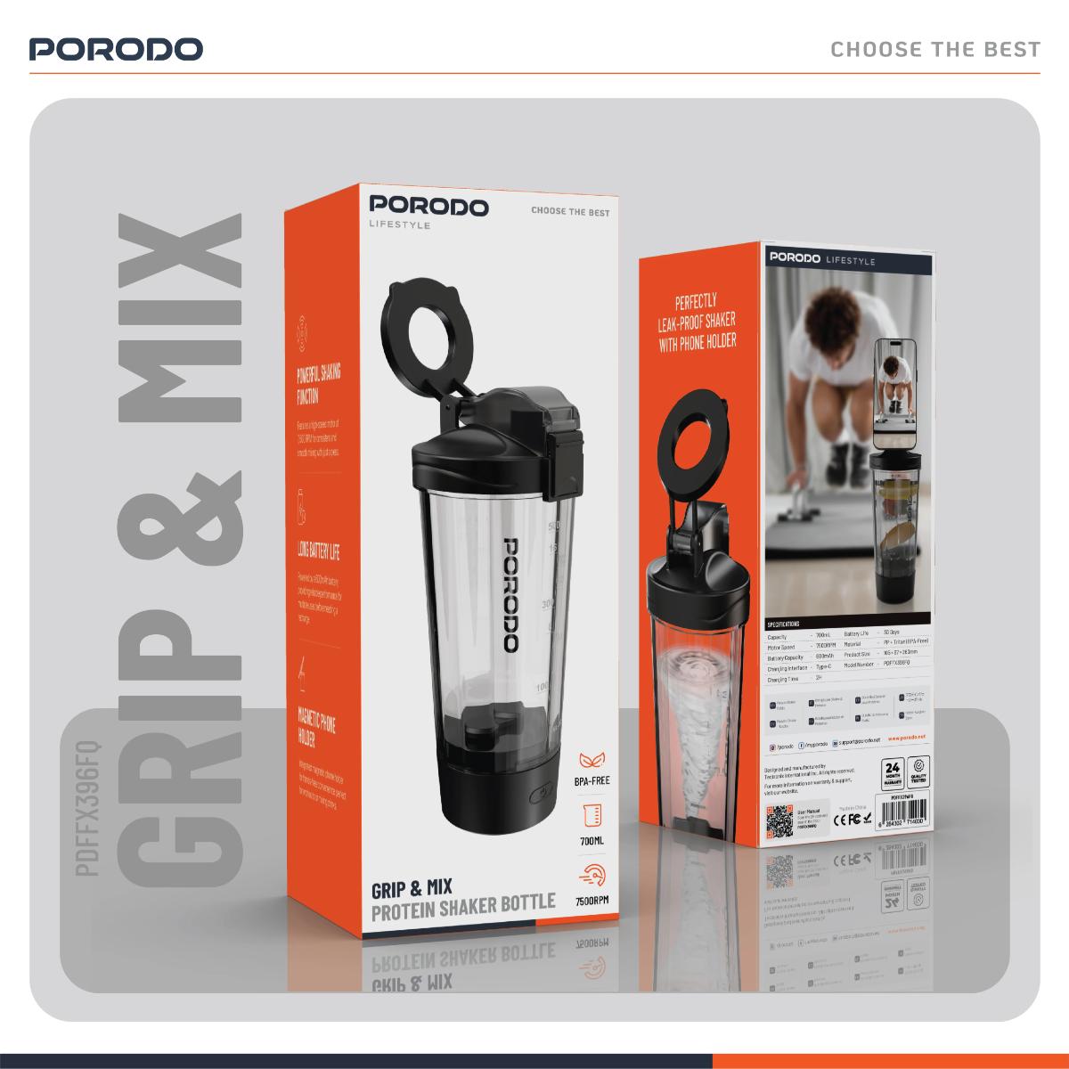Porodo Lifestyle Grip & Mix Protein Shaker Bottle