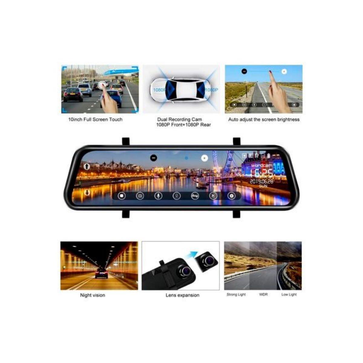 10-Inch Full Screen 1080P Dual Dash Cam Mirror