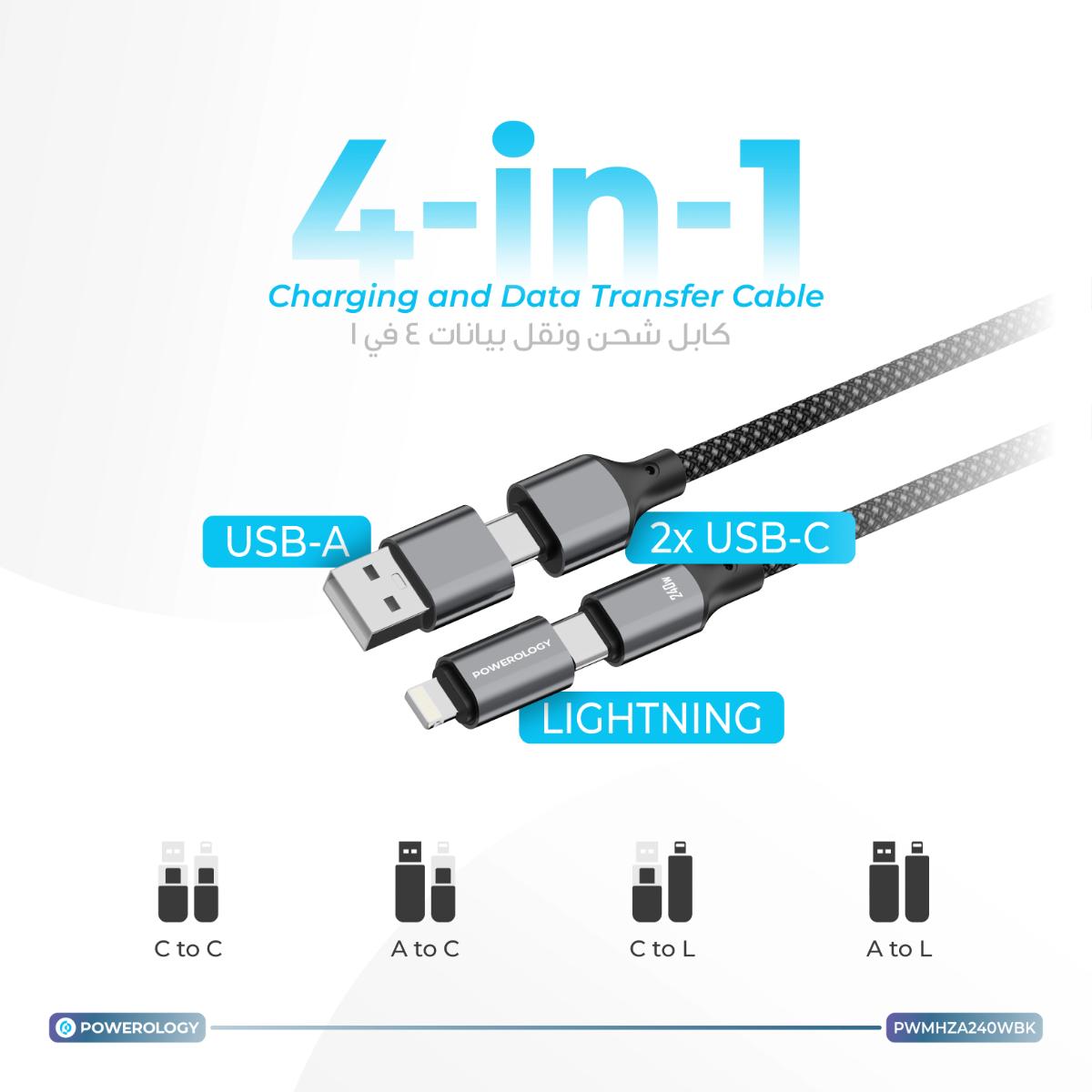 Powerology 4-in-1 Magnetic Fast Charging Cable
