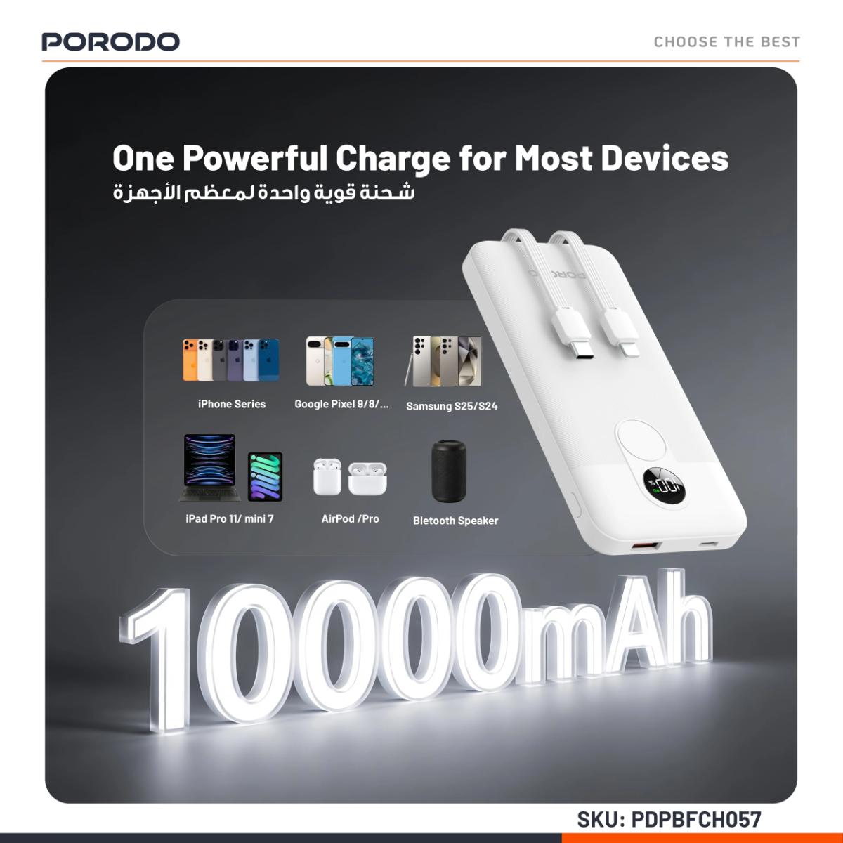 Porodo 10000mAh Digital Display Power Bank